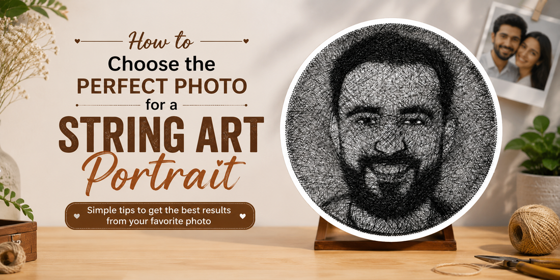 String art portrait created from a photo