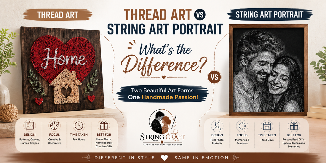 Thread Art vs String Art Portrait - Complete Comparison Guide by StringCraft