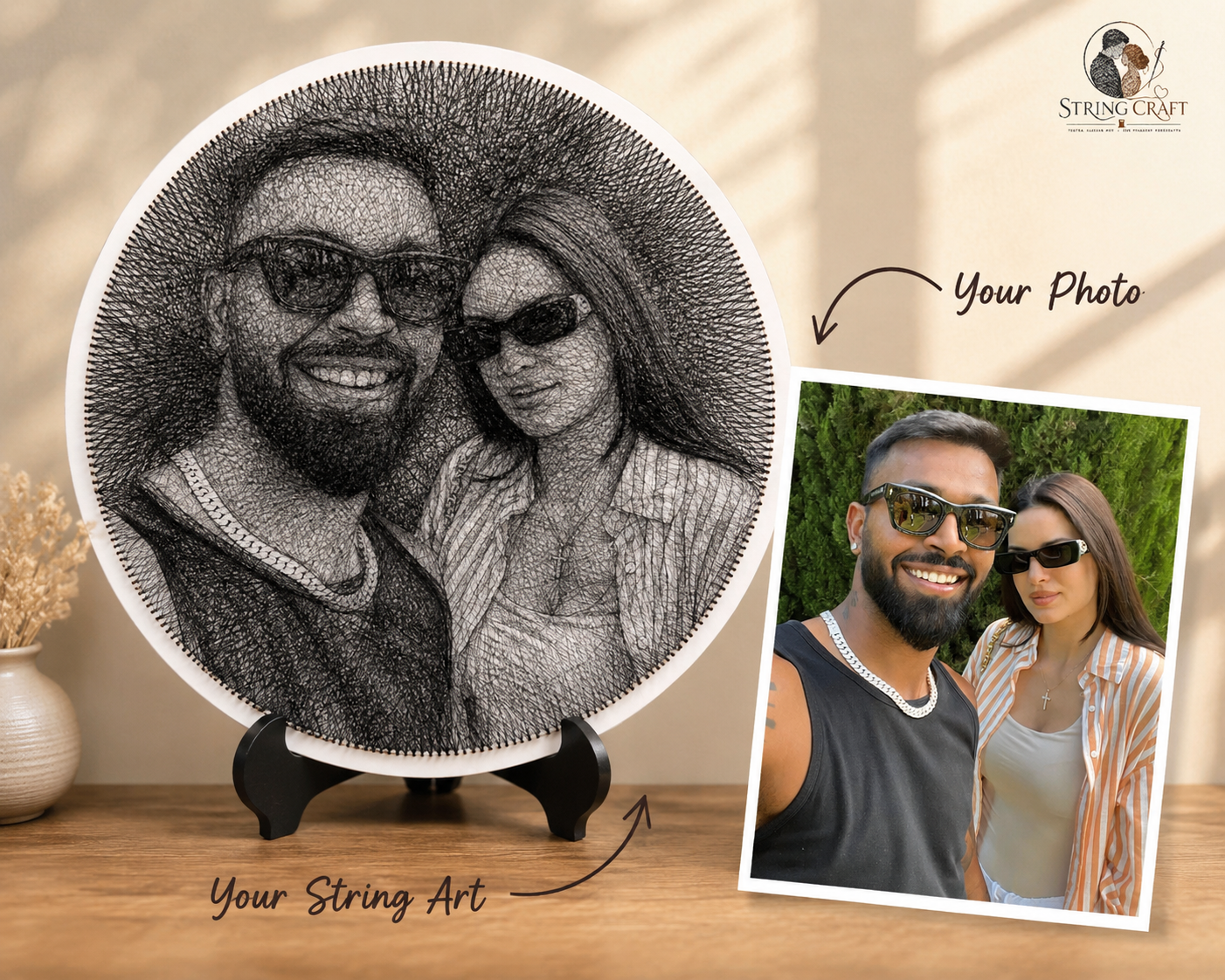 Exclusive Celebrity-Inspired Couple String Art Portrait | Gift for Love - NEW